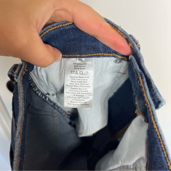 Everlane Dark Wash High Waisted Stretch Ankle Jeans Size 25 - Picture 4 of 6